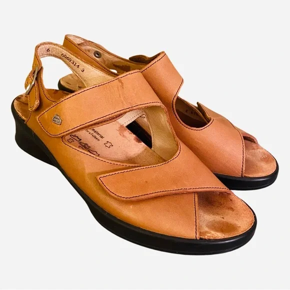 Finn Comfort Jersey Women’s Sandals 6A  US 8.5 Leather Cognac - Picture 3 of 9